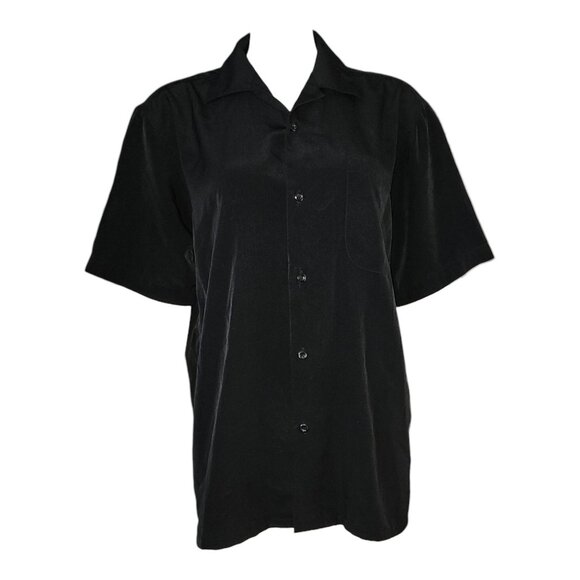 Elloitt Shirt Womens Size M Solid Black Button Down Collared Basic Minimalist - Picture 1 of 6